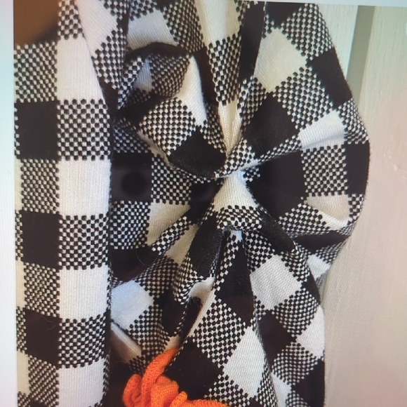 Rare Editions B/W Checked Fall Pumpkin With Ruffles On Hem And Cuffs Size 5 - Picture 9 of 10
